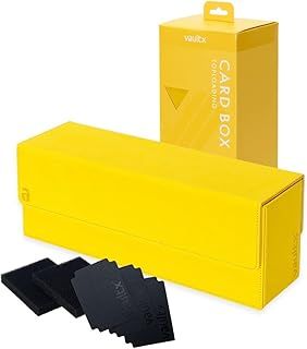 Vault X Trading Card Storage Box, Premium Exo-Tec Material, Detachable Magnetic Lid, Dividers & Foam Fillers, Deck Boxes, Toploaders, Sleeved Cards, for Collectible Games, Sports, TCG (Yellow)
