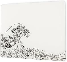 Glass Gaming Mousepad, White Kanagawa Hard Mouse Pad for Gaming,Professional Large Mouse Mat 410mm*310mm, Special Glass Surface with Improved Precision and Speed