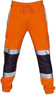 shelikes Mens Hi Vis Viz Two Tone JOGGING BOTTOMS Combat Trousers Workwear JOGGERS