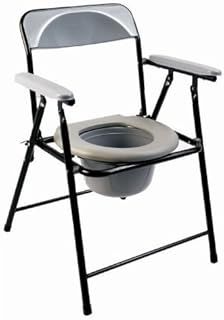 Folding Lightweight Commode Chair with top Loading Easily Removable Pot Travel Toilet ECCOM1