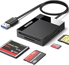 UGREEN SD Card Reader, 4-IN-1 USB 3.0 to SD CF TF MS Card Adapter, 5Gbps High-Speed Camera Memory Cards 4 Cards Reading Simultaneously for SDHC, SDXC, Micro SD, Micro SDXC, MS Pro, CF