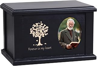 Cremation Urns for Human Ashes Adult Male Female, Wooden Urns Box and Casket for Men Women Funeral Memorial Urns for Ashes with Photo Frame, Burial Urn for Adults Up to 442LBS