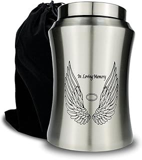 CHIEMOT Up to 220 lbs Large Cremation Urns for Adult Human Ashes, Angel Wings in Loving Memory Decorative Funeral Burial Urn for Male Female Ashes with Velvet Bag