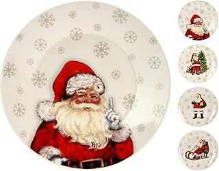 Small Santa Claus Christmas Plate | Round Ceramic Festive Serving Dish Christmas Serving Plate | Christmas Tableware Xmas Side Plate - 20cm