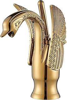 Suguword Gold Bathroom Faucet Bathroom Faucet Washbasin Mixer Tap Bathroom Golden Animal Swan Tap