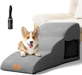 Masthome Dog Steps, 3-Step Non-Slip Dog Stairs for Bed Sofa, High-Density Foam Pet Stairs with Removable Washable Cover for Dogs and Cats, 85x40x40cm, Includes Lint Roller