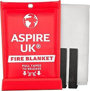 ASPIRE UK Fire Blanket 1M x 1M – 1 Pack Fiberglass Fire Suppression Blanket for Kitchen, Home, Office, Camping, and Caravan – Emergency Safety Blanket
