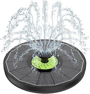 SZMP Solar Fountain, 3.5W Glass Panel Solar Powered Bird Bath Fountains with 7 Nozzles, 4 Fixer Outdoor Water Feature Floating Fountain Pump for the Garden, Pool, Pond (Black)