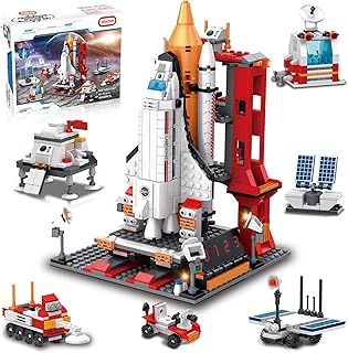 Sitodier Space Exploration Shuttle Building Toy, 1008pcs 7 Models Aerospace Building Set for 6+ Years with Heavy Transport Rocket and Launcher, Educational Construction Toy for 8-14 Years Boys Girls