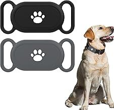 For Samsung Smart Tag 2, 2 Pcs Cat Collar Holder for Galaxy Smart Tag 2, Anti-Lost and Waterproof Protective Cases Air Tag. Holder or Dog Collar Silicone Accessories (Black,Grey)