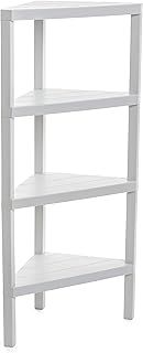 Tatay Lombok Corner Shelving Unit, 4 Heights, Polypropylene, Max 10 kg per Shelf, White,33x33x100cm