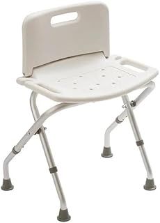 Folding shower seat chair with backest lightweight bath bench - height adjustable White