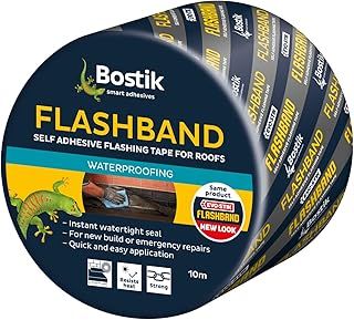 Bostik Flashband Self Adhesive Flashing Tape for Roofs, Provides an Instant Watertight Seal, Colour: Grey, 100mm x 10m