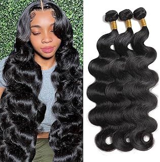 Human Hair Bundles Body Wave Bundles 14 16 18 Inch 100% Unprocessed Brazilian Quick Weave 3 Bundles Sew In Hair Extensions Natural Black Color