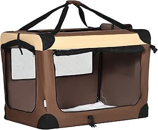 PawHut 81cm Foldable Pet Carrier Bag Soft Travel Dog Crate, Portable Cat Carrier w/ Cushion, for Cats and Medium Dogs - Brown