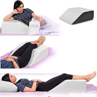 ADULT Leg Elevation Wedge Pillow, Helps Sleeping Reading Resting & Blood Circulation Post Surgery Back Hip Neck Knee Pain - Removable/WASHABLE Zip Cover - Made in UK