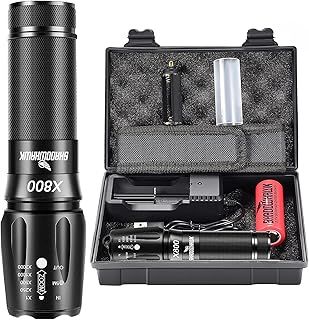 Shadowhawk X800 300000 Lumens Torches LED Super Bright Rechargeable, Powerful Bright Torch Flashlight, LED Torches Battery Powered Waterproof for Outdoor Gift