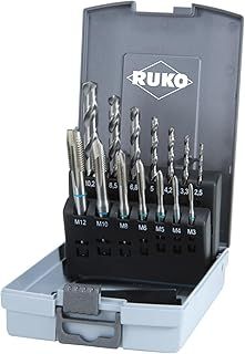 Ruko HSS Machine Tap Set in Plastic Case, Bright Finish, 14 Pieces, R245048RO