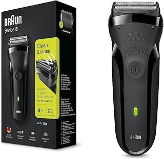 Braun Series 3 Electric Shaver For Men with Precision Beard Trimmer and 5 Combs, UK 2 Pin Plug, 300s, Black Razor