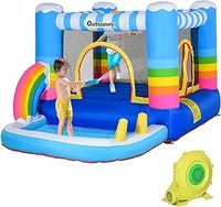 Outsunny Kids Bounce Castle Inflatable House with Trampoline Pool Climbing Wall with Inflator Carrybag, 2.8 x 1.7 x 1.55m