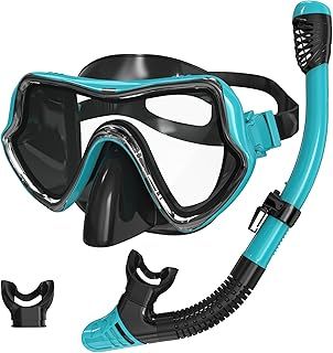 G2RISE SN02 Snorkel Set Adults - Scuba Mask Diving Goggles Dry Snorkeling Gear with Breath Easy Airflow Tech & Anti-fog Design（2PACK)