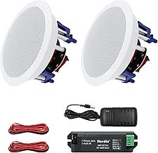 Herdio 5.25 Inches 300 Watts Round Bluetooth Ceiling Speakers 2 Way Flush Mount Sound Bathroom Speaker For Bedroom Home Living Room