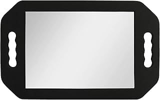 Barbertrade Hairdressing Foam Mirror with Double Handle - Black Handheld Lightweight Mirror for Barbers and Hair Salons - Back of Head Haircuts View Mirror