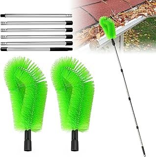 Telescopic Gutter Cleaning Tool - 6 Poles and 2 Brushes, Extendable for Leaves and Dust