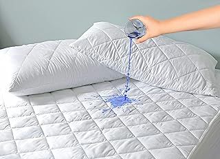 ZNR® Quilted Waterproof Mattress Protector Double | 40 CM Extra Deep Skirt | Fitted Sheet Style Bed Cover | Hypoallergenic | Dust Mite Proof | Breathable | Noiseless (Double)