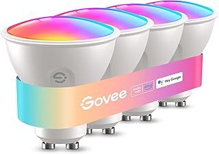 Govee Smart Bulb GU10 RGBWW, 400LM Dimmable Color Changing Light Bulbs, 64 Dynamic Scenes, WiFi Bluetooth, Work with Alexa, Google Assistant, 4 Pack