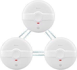 10-Year Battery Smoke Alarm Fire Alarm Smoke Detector with LED Indicator & Test/Silence Button, Conforms to EN14604 Standards (5-PACK)
