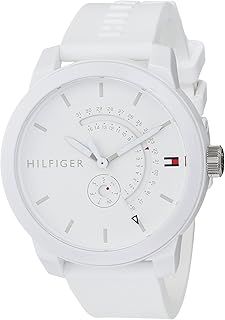 Tommy Hilfiger Men's Analogue Quartz Watch - White Dial, White Silicone Strap, Day & Date Functions, 44mm Case, 3ATM Water Resistant - 1791481