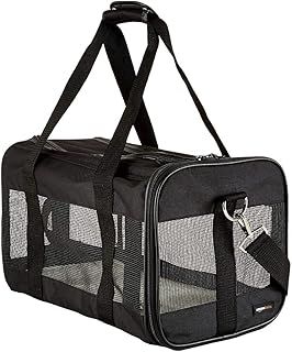 Amazon Basics Dog and Cat Carrier, Soft Sided Pet Travel Carrier for Cat and Dog, Black, Medium, 42 cm L x 27 cm W x 28 cm H