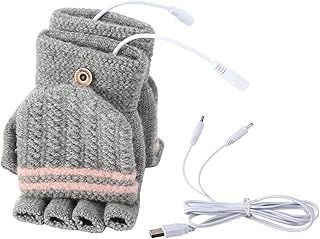 USB Heated Gloves Men Women Winter Hands Warm Laptop Gloves Knitted Full & Half Heated Fingerless