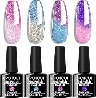 UV Gel Nail Polish, Gel Polish in Color-Changing Flavors, Long-Lasting, Glossy Finish - 4 x 7.3ml Each
