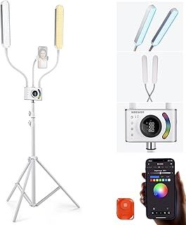 Neewer RGB Esthetician Light Kit Upgraded with Phone APP Control/Touch Bar, Separate Control Dual Arm LED Video Light w Phone Holder/Stand/Travel Bag, 2500K-10000K 18 Scenes for Tattoo Lash, BH40C
