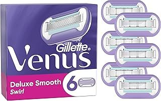 Gillette Venus Deluxe Smooth Swirl Women's Razor Blade Refills, Pack of 6, 5 durable blades to deliver an extra smooth shave that lasts
