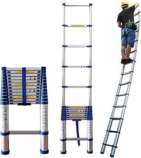 Extended and mb Telescoping Ladder, 8m/ 7m/ 6.2m/ 5m/ 4m/ 3.8m/ 2. 6m Long Aluminum Extension Telescopic Ladders, for Rooftop RV Attic Outdoor Work Star of Light Keep it in mind