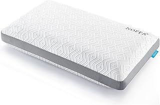 NOFFA Flat Soft Memory Foam Pillow for Neck Support, Ortopedic Pillow for Sleeping, Side Back Sleeper Soft Support Cervical (70 x 38 x 12 cm)