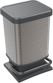 Rotho, Paso, Waste bin 20l with odour-proof lid, Plastic (PP) BPA-free, silver hexagon, 20l (29,3 x 26,6 x 45,7 cm)