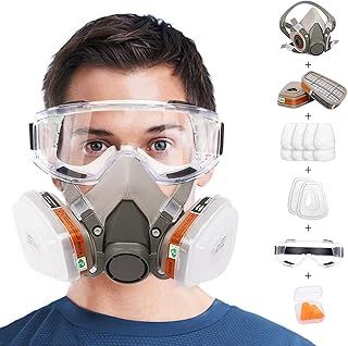Respirator Mask with Filters, Respirator Mask for Chemical, Painting, Epoxy Resin, Dust