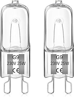 G9 25W Halogen Oven Bulbs, Dimmable, 300℃ Heat Tolerant, 2700K Warm White, 260LM, G9 Capsule Bulb for Oven, Wax Burner, Cooker Hood, Table Lamps, 2 Pack
