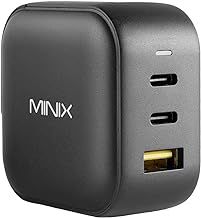 MINIX 66W Turbo 3-Port GaN Wall Charger 2 x USB-C Fast Charging Adapter, 1 x USB-A Quick Charge 3.0, Compatible with Laptop, iPad Pro, iPhone 14 Pro,Max XR XS X SE2 and More (NEO P1)