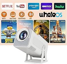 Upgraded HY320 NTV Smart Projector 4K Netflix Official, 320ANSI Mini Projector with WiFi Bluetooth, 180° Rotatable, Auto Keystone, ChatGPT Voice Assistant Portable Video Projector for Bedroom
