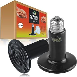 LUCKY HERP Ceramic Heat Emitter, Reptile Heat Lamp Bulbs 150W 2Pack, Ceramic Heat Lamp for Reptiles, E27 Vivarium Heat Light for Tortoise, Puppy, Chick, Turtle, Dog, Cat, Bearded Dragon