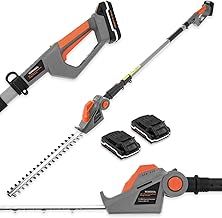 Terratek Cordless Hedge Trimmer Long Reach 20V 1HR Fast Charge, 2.4m Telescopic Hedge Trimmer Cordless Hedge Cutter with 2x Batteries, Shoulder Strap and Charger Included