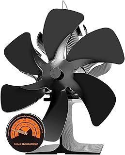 Big 6 Blades Eco Fireplace Fan - Heat Powered Silent for Home Wood Burning/Log Burner