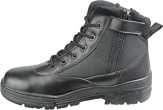 Combat Boots Black Leather Mid Height Side Zip