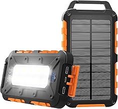 Solar Power bank 26800mAh Portable Solar Charger PD 15W USB C Fast Charging Outdoor Waterproof Power Bank Solar with LED Light and 3 Outputs Battery Charger for Smartphones Tablets and More Orange