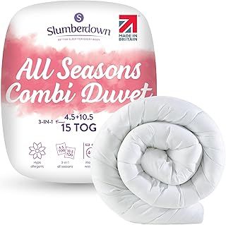 Slumberdown All Seasons 15 Tog King Size Duvet - 4.5 Tog Cool Summer Plus 10.5 Tog All Year Round 3 in 1 Combination Quilt - Soft Touch Cover, Hypoallergenic, Machine Washable, Size (225 x 220)